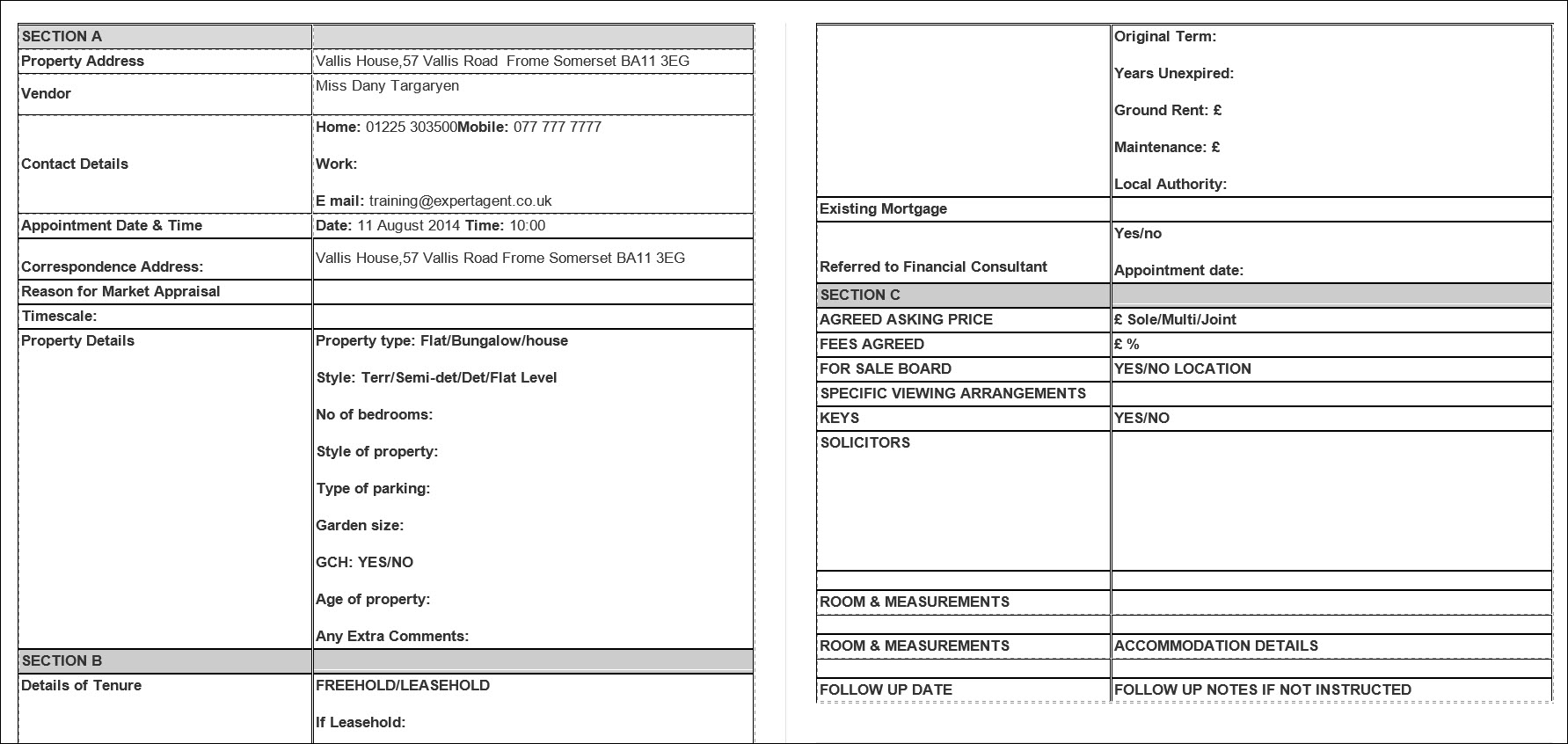 Confirming the appraisal appointment Expert Agent Documentation